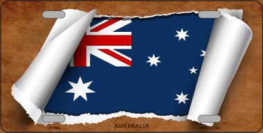 LP-9064 6 x 12 in. Australia Flag Scroll Novelty Metal License Plate
