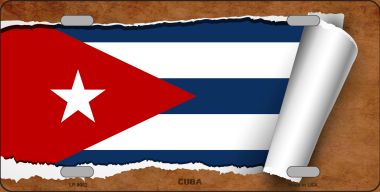 LP-9082 6 x 12 in. Cuba Flag Scroll Novelty Metal License Plate