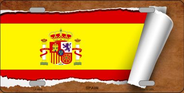 LP-9086 6 x 12 in. Spain Flag Scroll Novelty Metal License Plate