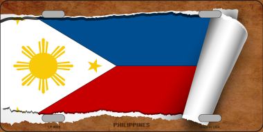 LP-9089 6 x 12 in. Philippines Flag Scroll Novelty Metal License Plate