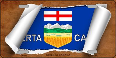 LP-9090 6 x 12 in. Alberta Canada Flag Scroll Novelty Metal License Plate