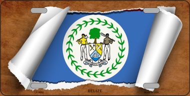 LP-9095 6 x 12 in. Belize Flag Scroll Novelty Metal License Plate