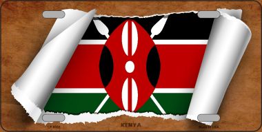 LP-9105 6 x 12 in. Kenya Flag Scroll Novelty Metal License Plate