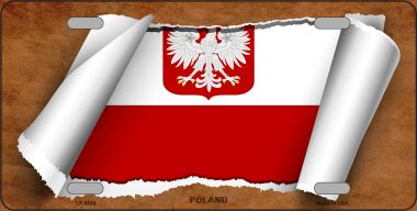 LP-9109 6 x 12 in. Poland & Eagle Flag Scroll Novelty Metal License Plate