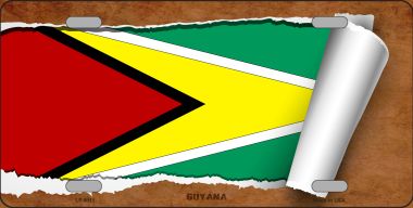 LP-9111 6 x 12 in. Guyana Flag Scroll Novelty Metal License Plate