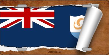 LP-9121 6 x 12 in. Anguilla Flag Scroll Novelty Metal License Plate