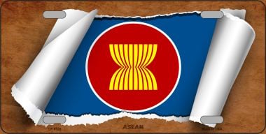LP-9128 6 x 12 in. Asean Flag Scroll Novelty Metal License Plate