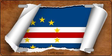 LP-9151 6 x 12 in. Cape Verde Flag Scroll Novelty Metal License Plate