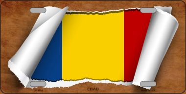 LP-9154 6 x 12 in. Chad Flag Scroll Novelty Metal License Plate