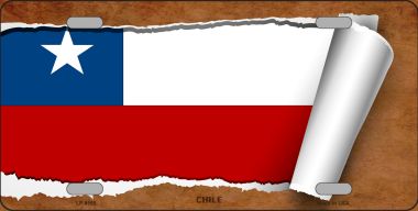 LP-9155 6 x 12 in. Chile Flag Scroll Novelty Metal License Plate