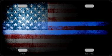 6 x 12 in. American Flag Police Novelty Metal License Plate