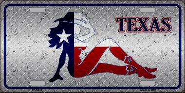 6 x 12 in. Texas Girl Diamond Novelty Metal License Plate