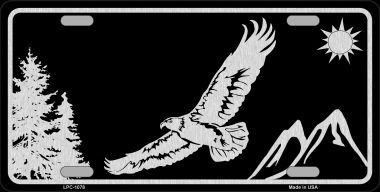 LPC-1078 6 x 12 in. Eagle Black Brushed Chrome Novelty Metal License Plate