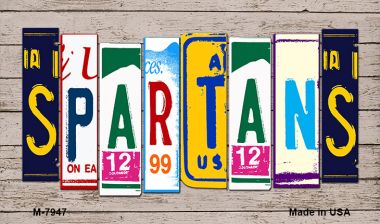 M-7947 3.5 x 2 in. Spartans Wood License Plate