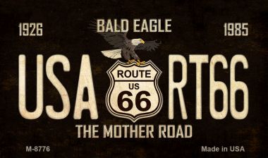 M-8776 3.5 x 2 in. Bald Eagle Route 66 Novelty Metal Magnet