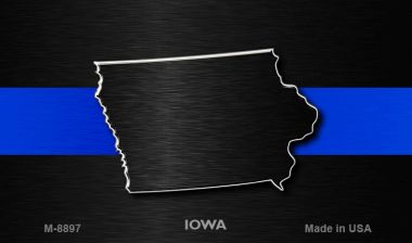 M-8897 3.5 x 2 in. Iowa Thin Blue Line Novelty Metal Magnet
