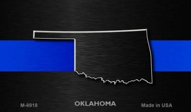 M-8918 3.5 x 2 in. Oklahoma Thin Blue Line Novelty Metal Magnet