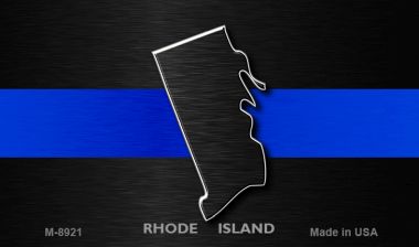 M-8921 3.5 x 2 in. Rhode Island Thin Blue Line Novelty Metal Magnet