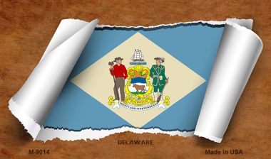 M-9014 3.5 x 2 in. Delaware Scroll Novelty Metal Magnet