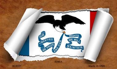 M-9021 3.5 x 2 in. Iowa Scroll Novelty Metal Magnet