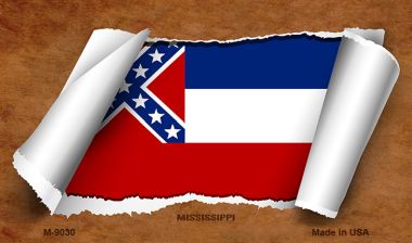 M-9030 3.5 x 2 in. Mississippi Scroll Novelty Metal Magnet