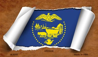 M-9043 3.5 x 2 in. Oregon Scroll Novelty Metal Magnet