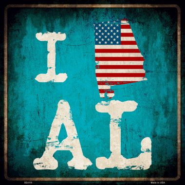 SQ-018 12 x 12 in. I Love Alabama Novelty Metal Square Sign
