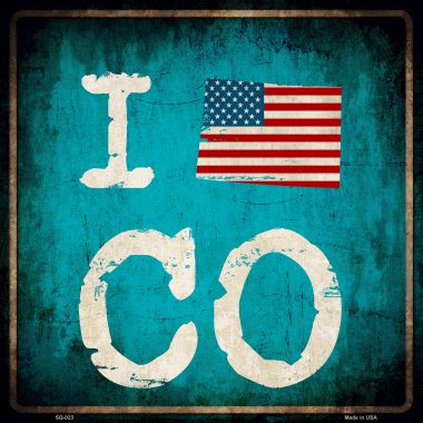 SQ-023 12 x 12 in. I Love Colorado Novelty Metal Square Sign