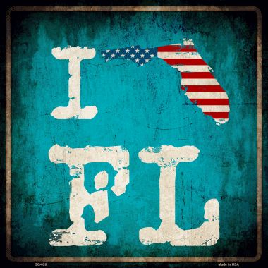 SQ-026 12 x 12 in. I Love Florida Novelty Metal Square Sign