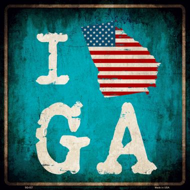 SQ-027 12 x 12 in. I Love Georgia Novelty Metal Square Sign