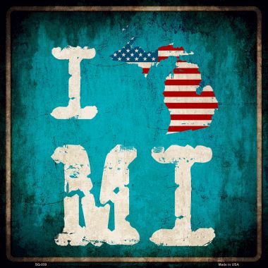 SQ-039 12 x 12 in. I Love Michigan Novelty Metal Square Sign