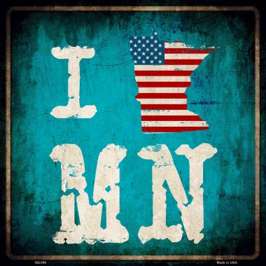 SQ-040 12 x 12 in. I Love Minnesota Novelty Metal Square Sign