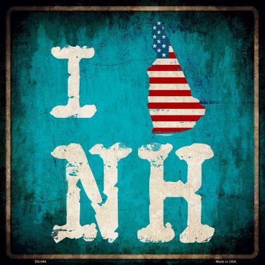 SQ-046 12 x 12 in. I Love New Hampshire Novelty Metal Square Sign