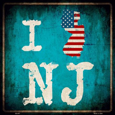 SQ-047 12 x 12 in. I Love New Jersey Novelty Metal Square Sign
