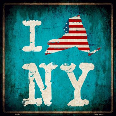 SQ-049 12 x 12 in. I Love New York Novelty Metal Square Sign