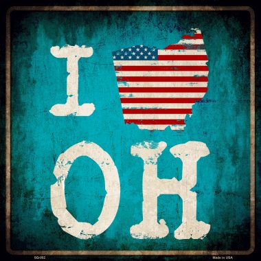 SQ-052 12 x 12 in. I Love Ohio Novelty Metal Square Sign