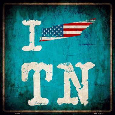 SQ-059 12 x 12 in. I Love Tennessee Novelty Metal Square Sign