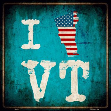 SQ-062 12 x 12 in. I Love Vermont Novelty Metal Square Sign