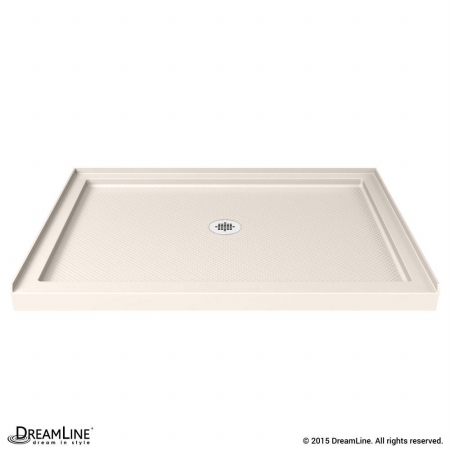DLT-1134480-22 2.75 x 48 x 34 in. SlimLine Single Threshold Shower Base, Biscuit - Center Drain Base
