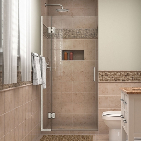 D12672-04 72 x 32 in. Unidoor-X Hinged Shower Door, Brushed Nickel