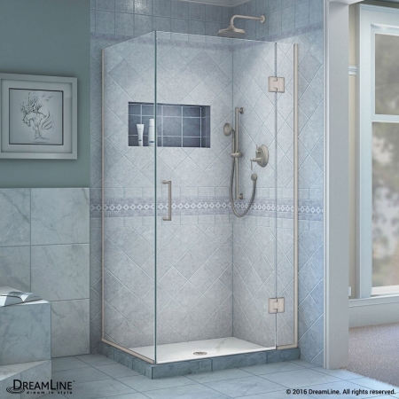 E12430-04 72 x 30.38 x 30 in. Unidoor-X Hinged Shower Enclosure, Brushed Nickel