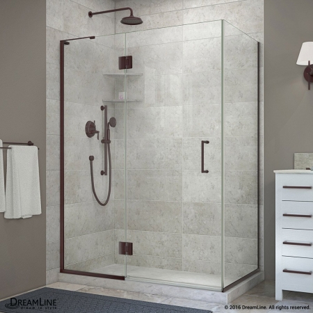 E32430L-06 72 x 48.38 x 30 in. Unidoor-X Hinged Shower Enclosure, Oil Rubbed Bronze - Left Wall Bracket