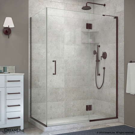 E32330R-06 72 x 47.38 x 30 in. Unidoor-X Hinged Shower Enclosure, Oil Rubbed Bronze - Right Wall Bracket