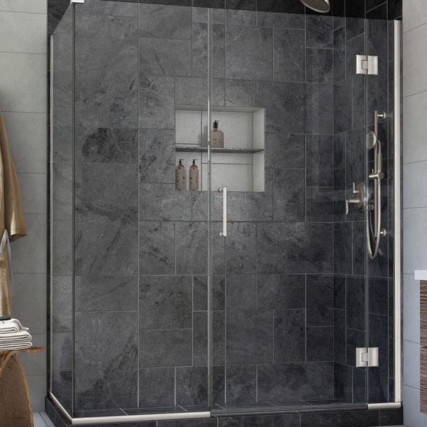 Picture of DreamLine E1261430-04 72 x 46 x 30.38 in. Unidoor-X Hinged Shower Enclosure, Brushed Nickel