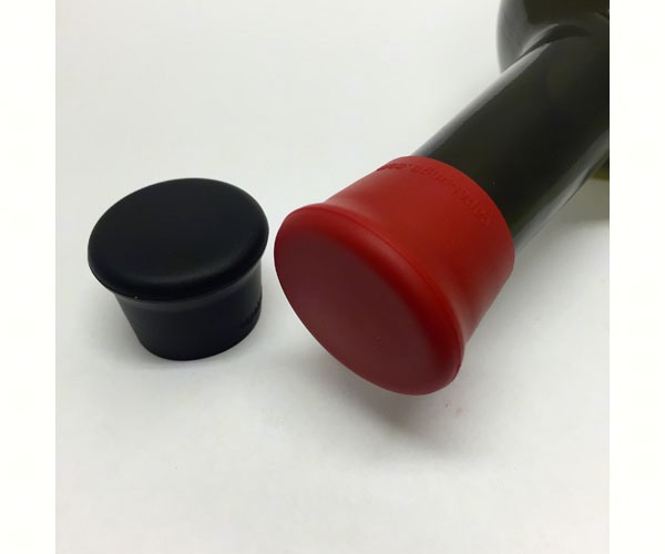 Picture of CapaBunga CAPAU2NL07 Reusable Silicone Wine Bottle Cap  Red &amp; Black