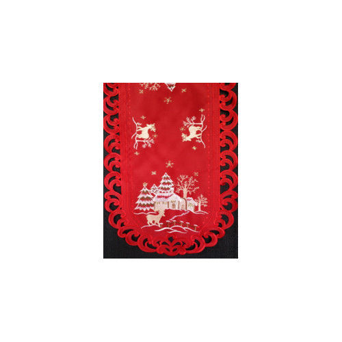 Picture of Sinobrite H8837-R Reindeer Red Oblong Table Cloth- 52 x 71 in.