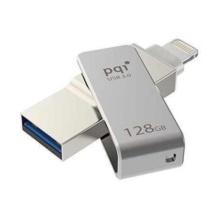 Picture of PQI 6I04-128GR1001 iConnect Mini Apple Mfi 128 GB Mobile Flash Drive with Lightning Connector for iPhones, iPads, Mac & PC USB 3.0 - Iron Gray