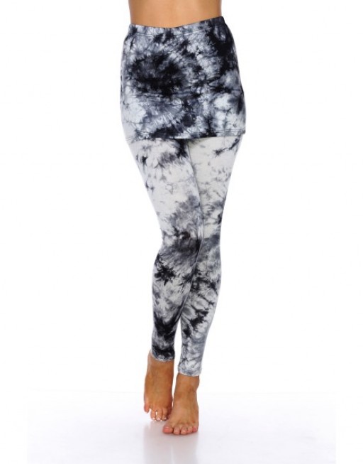 Picture of White Mark Universal 203-01-XL Tie Dye Skirted Womens Leggings&#44; Black - Extra Large