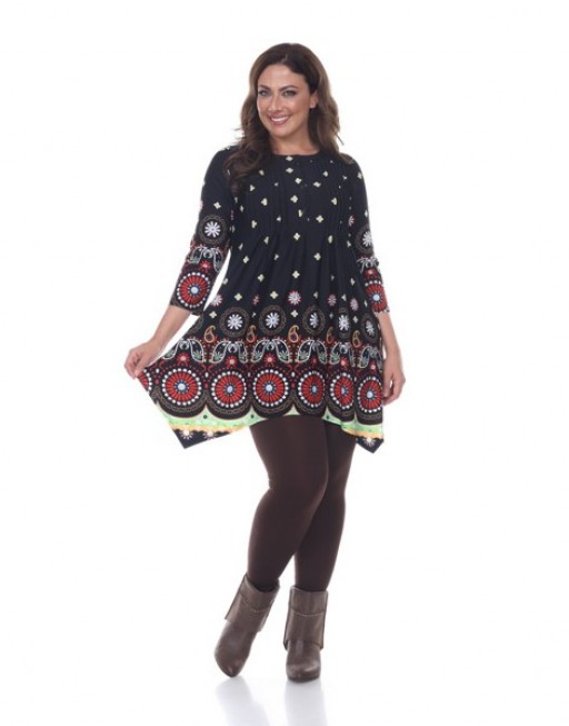 PS1326-03-2XL Plus Lucy Top & Tunic, Black & Red - 2XL
