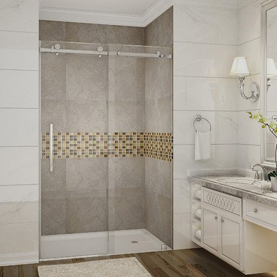 Moselle 48 x 75 in. Completely Frameless Sliding Shower Door in Chrome